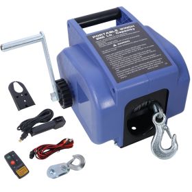 12v Trailer Winch,Reversible Electric Winch, for Boats up to 5000 lbs, Galvanized Wire Rope, with extra pulley hook, Rapid Mount