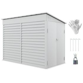 Outsunny 5' x 9' Outdoor Storage Shed, Lean to Shed with Foundation, Lockable Doors & Gloves for Patio Lawn Backyard, White