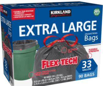 Kirkland Signature Flex-Tech 33-Gallon Trash Bag, 90-count