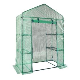 VEVOR Walk-in Green House, 4.6 x 2.4 x 6.7 ft, Greenhouse with Shelves, High Strength PE Cover with Doors, Windows and Steel Frame, Set Up in Min