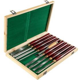 VEVOR Woodworking Lathe Chisel Set 8 Piece Set Lathe Chisel HSS Steel Blades Wood Turning Tools Wooden Case for Storage for Wood Carving Root Car