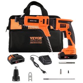 VEVOR Drywall Screw Gun Auto-Feed, 20V Max Collated Drywall Screwgun, 4200RPM Brushless Cordless Drywall Gun Kit with 2 Battery Packs, Charger
