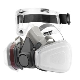 Respirator Mask Reusable Half Face Cover with Safety Glasses Filters for Dust