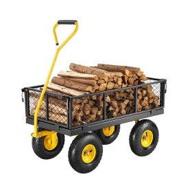 Vevor 500 Lbs Steel Garden Cart, Heavy Duty Pullable Cart with Wheels for Garden, Metal Yard Utility Wagon with 10" All Terrain Tires