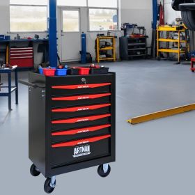 Rolling Metal Tool Chest with 6 Drawers, 20" 6-Drawer Tool Chest Cabinet with Ball Bearing Drawer Slides, Steel Tool Storage Box Organizer -BLACK