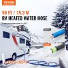 VEVOR 50ft Heated Water Hose for RV, Heated Drinking Water Hose Antifreeze to -45°F, Automatic Self-regulating, 5/8" I.D. with 3/4" GHT Adapter