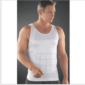 Men's Slim Tummy Belly Body Shaper Compression Trainer Vest Underwear Shapewear (Option: White-2XL)