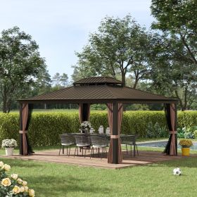 12' x 16' Hardtop Gazebo with Curtains and Netting (Option: Coffee-1665x1000x95 mm)
