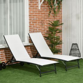 Chaise Lounge Outdoor (Option: Cream White-1200x230x660 mm)