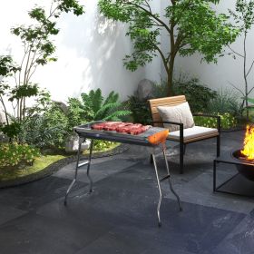 Charcoal Barbecue Grill Stainless Small Portable Folding BBQ Camping Grill for Shish Kabob (Option: Silver-800x415x230 mm)