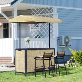 3 Piece Outdoor Bar Set for 2 with Canopy (Option: Beige/Black-675x270x505 mm)