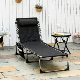 Padded Folding Chaise Lounge Chair (Option: Black-770x140x620 mm)