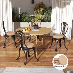 Patio Chair Cushions Set of 4 Round Seat Cushions for Dining Bistro Chairs Machine Washable (Option: Khaki-390x390x320 mm)