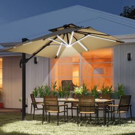 Offset Patio Umbrella (Option: Khaki-1940x410x155 mm)