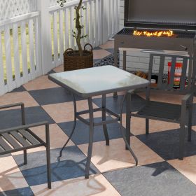 27" Square Bistro Table Garden Dining Table Outdoor Tempered Table (Option: Black-700x100x700 mm)