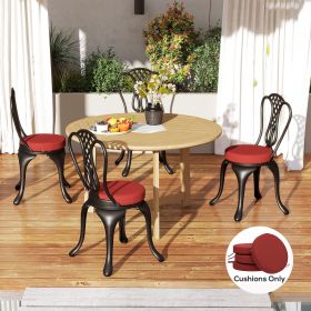 Patio Chair Cushions Set of 4 Round Seat Cushions for Dining Bistro Chairs Machine Washable (Option: Wine Red-390x390x320 mm)