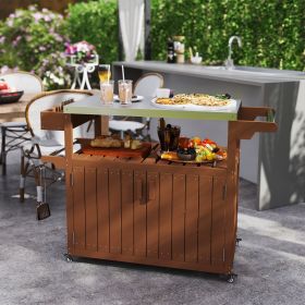 Outdoor Bar Cart with Storage (Option: Brown-960x640x320 mm)