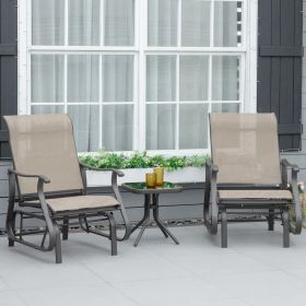 3-Piece Outdoor Gliders Set Bistro Set with Frame (Option: Gray-710x610x360 mm)