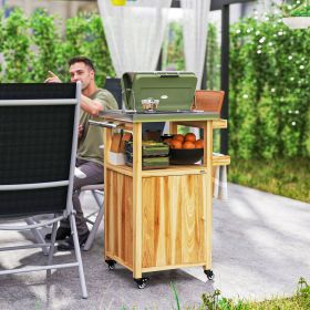 Outdoor Grill Cart with Stainless Top (Option: Natural Wood-930x170x570 mm)