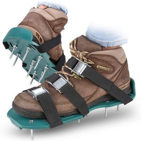 Lawn Aerator Shoes with Stainless Steel Shovel, Free-Installation Aerating Shoe with Hook & Loop Straps, Heavy Duty Spiked Aerating Sandals (Color: as Pic, Type: 1 packs)