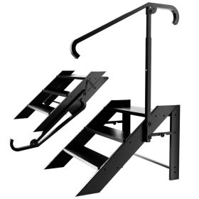 Step Stool Foldable, Step Ladder 2, 3, 4 Step Folding, RV Steps With Height Adjustable Handrail And Non Slip Feets, Hot Tub Steps For Home (size: 3 Step)