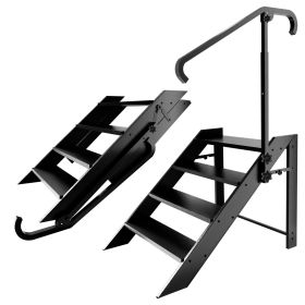 Step Stool Foldable, Step Ladder 2, 3, 4 Step Folding, RV Steps With Height Adjustable Handrail And Non Slip Feets, Hot Tub Steps For Home (size: 4 Step)