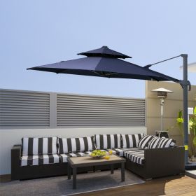 Cantilever Patio Umbrella with Base (Option: Dark Blue-10x10x10 mm)